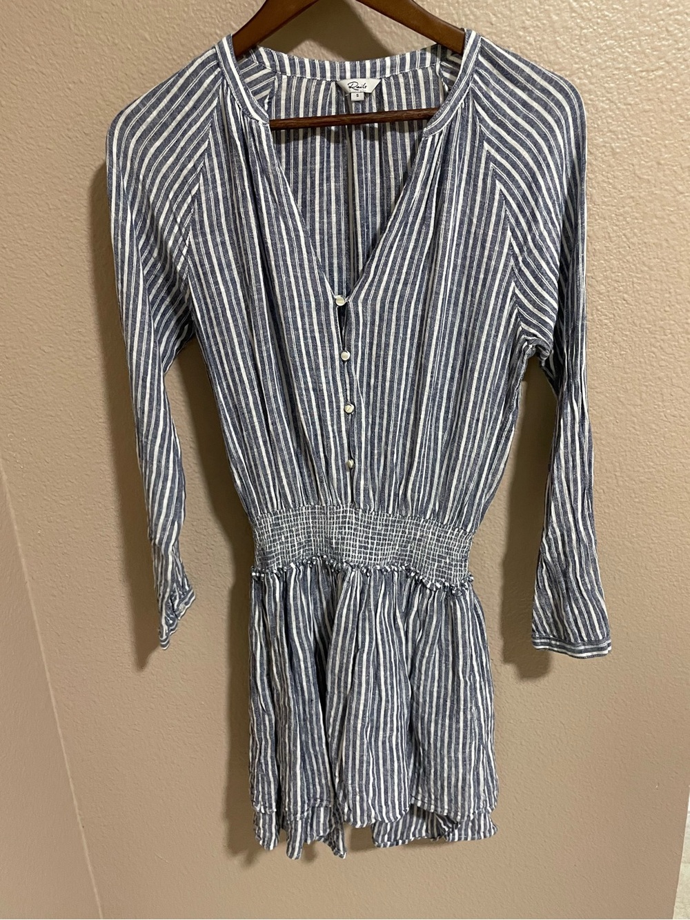 Rails Striped Blue Smocked Waist Women's Dress